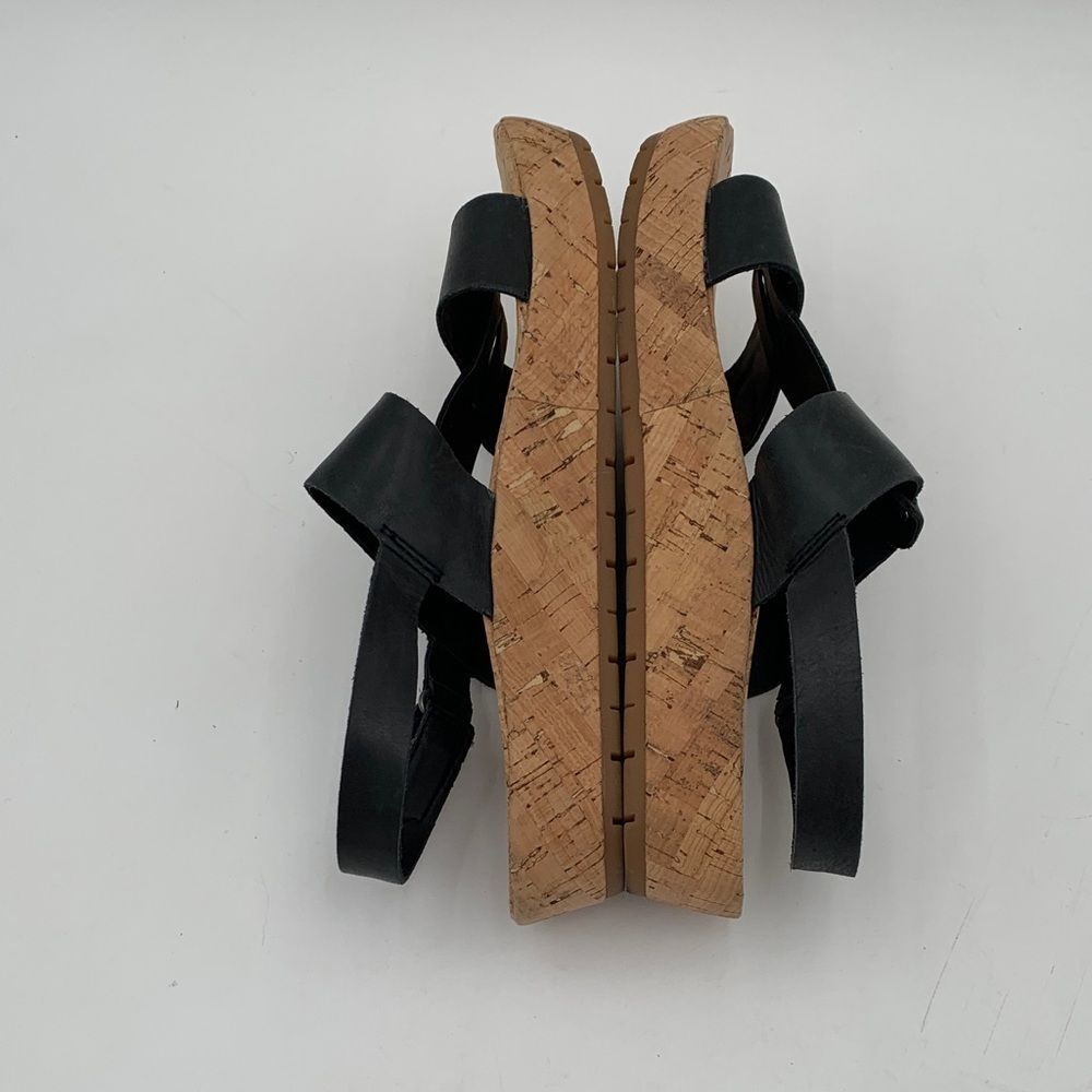 Kork-Ease Black Leather Cork Platform Strappy Sandals Size 8 - Picture 9 of 11
